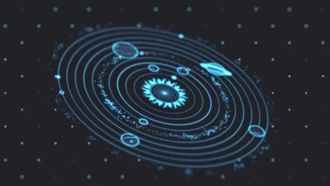 Solar system orbit animation. Scientific visualization of planetary motion. Stock Footage 331955590