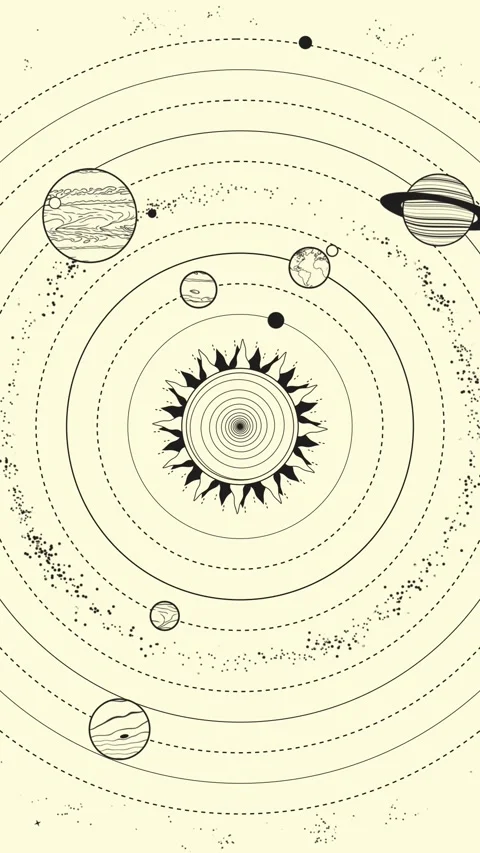 Solar system orbit animation seamless loop. Astronomy style planetary motion. Stock Footage 331944857