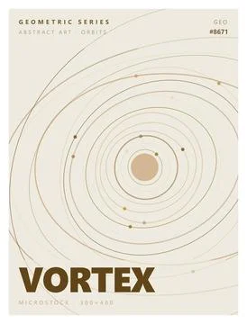 Solar system orbit illustration with planet icons on a light beige background Stock Illustration