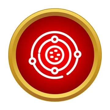 Solar system orbiting planets icon on red background Иллюстрация