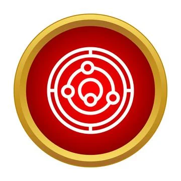 Solar system orbits planets icon red button Stock Illustration