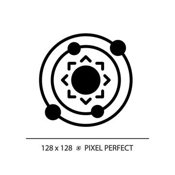 Solar system pixel perfect black glyph icon Stock-Illustration