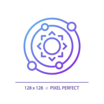 Solar system pixel perfect gradient linear vector icon Ilustração Stock