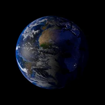 Solar system planet Earth on black background 3d rendering Illustrazione stock