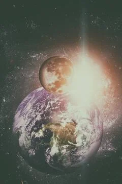 Solar System - Planet Earth. Elements of this image furnished by NASA. Sol... Stock Photos