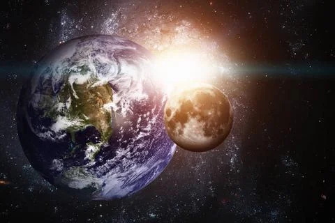 Solar System - Planet Earth. Elements of this image furnished by NASA. Sol... Stockfoto's