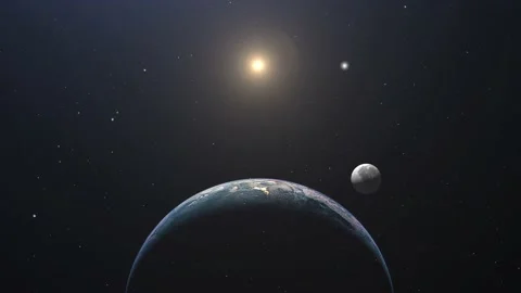 solar system, planet earth, moon and bri... | Stock Video | Pond5