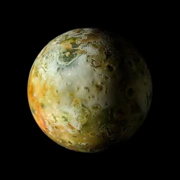 Solar system planet Io on black background 3d rendering. Elements of this ima Stock Illustration