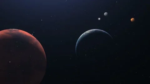 Solar system, planet mars, earth, venus and mercury. Stock Footage 233341547