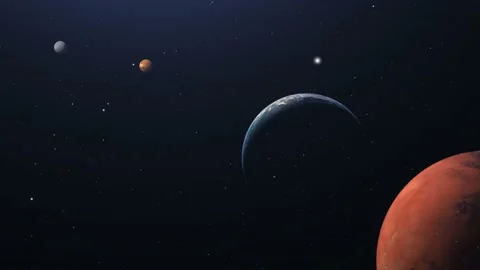 Solar system, planet mars, earth with planet venus and mercury in Stock Footage 233341551