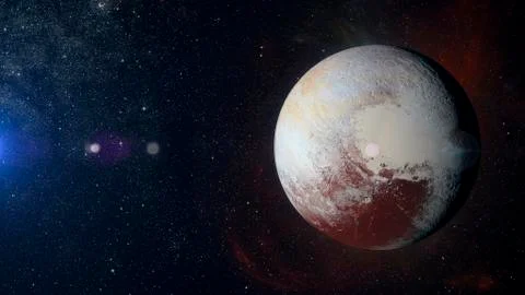 Solar system planet Pluto on nebula background. 스톡 일러스트