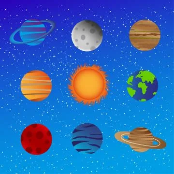 Solar System Planet Set Stock Illustration