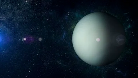 Solar system planet Uranus on nebula background 3d rendering. Ilustración de archivo