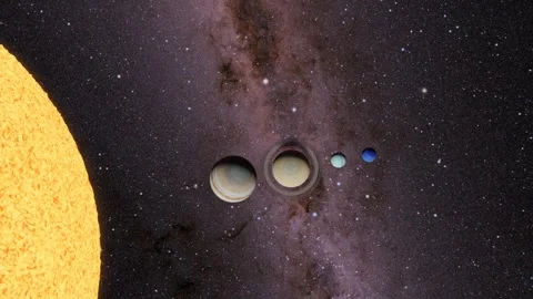 Solar system planets according to its sizes ratio Stock Footage 284536810