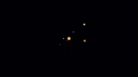 Solar System - Planets Align in Space with Bright Celestial Bodies Animation Stock Footage 340364524