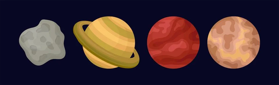 Solar System Planets and Celestial Body Vector Set Ilustración de archivo