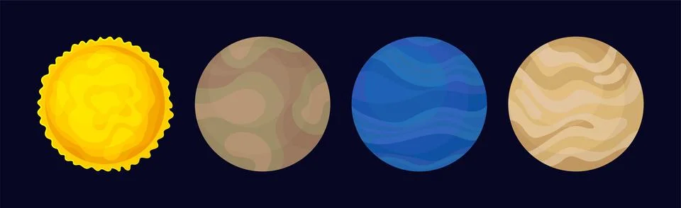 Solar System Planets and Celestial Body Vector Set 스톡 일러스트