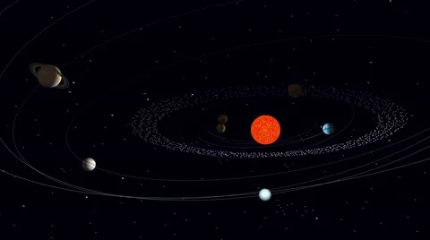 Solar system with planets and sun in animation by computer Stock Footage 59866060
