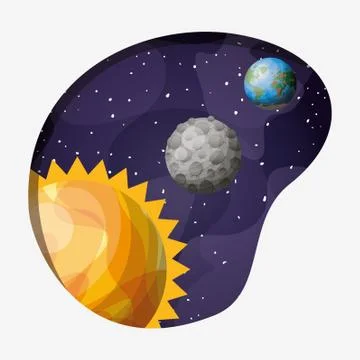 Solar system planets and sun design vector illustration Illustrazione stock