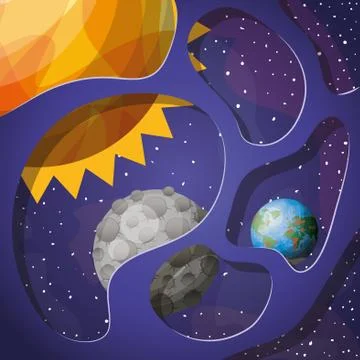 Solar system planets and sun design vector illustration Illustrazione stock