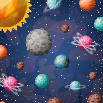 Solar system planets and sun design vector illustration Stock Illustration