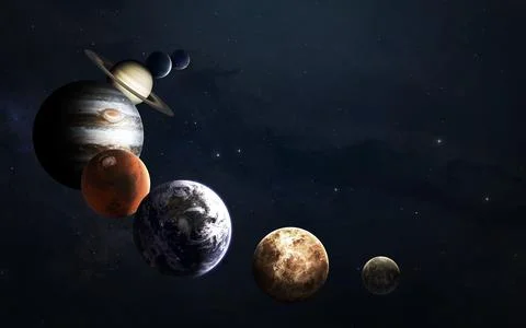 Solar system planets, awesome science fiction wallpaper. Elements of this image 스톡 일러스트