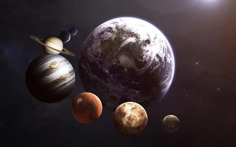 Solar system planets, awesome science fiction wallpaper. Elements of this image Illustrazione stock