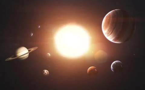 Solar system planets, Earth, Mars, Jupiter and others. Awesome detailed Stock Illustration