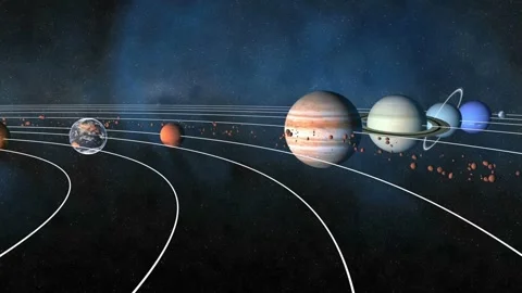 Solar System, Planets. Galactic Discovery in Educational Cosmos Animation Stock Footage 255277444