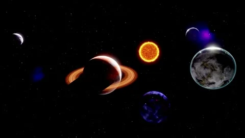 Solar System, Planets. Galactic Discovery in Educational Cosmos Animation Stock Footage 255277446