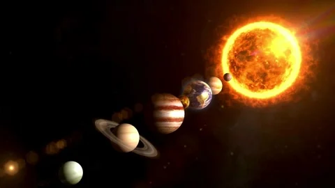 Solar System, Planets. Galactic Discovery in Educational Cosmos Animation Stock Footage 255277683