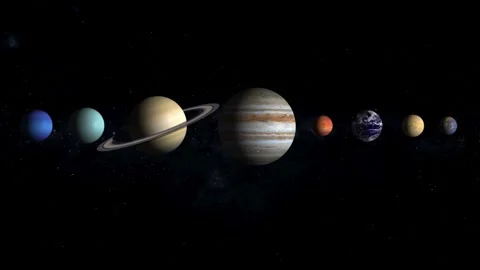 Solar System, Planets. Galactic Discovery in Educational Cosmos Animation Stock Footage 255280346