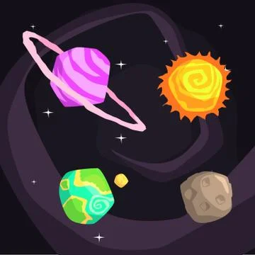 Solar System Planets Including Sun, Earth, Jupiter And Pluto Stock Illustration
