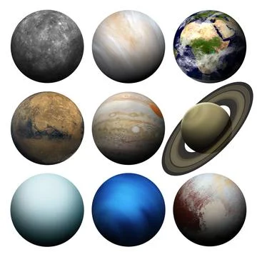 Solar System Planets isolated on white. Stock Photos