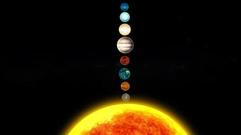 Solar system planets lined up above the sun animation Stock Footage 337079157