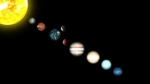 Solar system planets lined up in space animation Vidéo 337079185