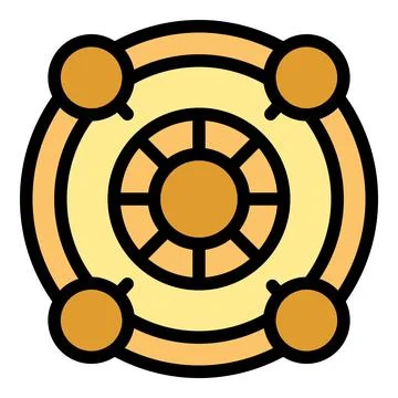 Solar system with planets orbiting around sun icon Stock Illustration