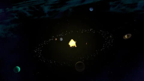 Solar System Planets Orbiting in Deep Space, Cosmic Animation Stock Footage 345963146