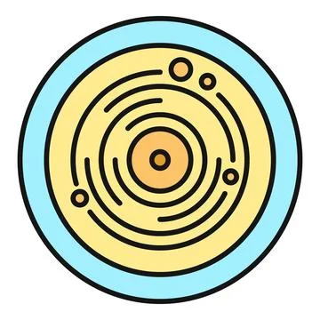 Solar system planets orbiting star flat icon Stock Illustration