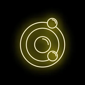 Solar system planets orbiting sun neon sign Stock Illustration