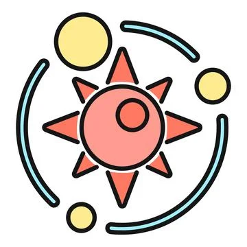 Solar system planets orbiting sun icon Иллюстрация
