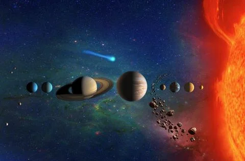Solar system planets. Science and education background. Stock Illustration