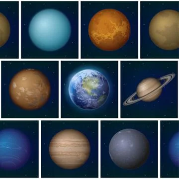 Solar system planets seamless Ilustração Stock
