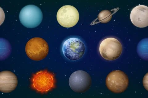 Solar System Planets Seamless Stock Illustration