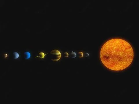 Solar System Planets Size Comparison Illustration Astronomical Scale Stock Photos