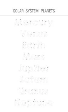 Solar System Planets - Tracing Worksheet For Kids Stock Illustration