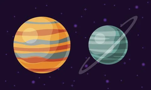 Solar system planets. Uranus and Jupiter vector illustration Illustrazione stock