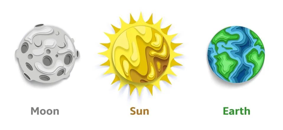 Solar system planets, vector paper cut illustration Stock Illustration