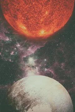 Solar System - Pluto. It is a dwarf planet in the Kuiper belt. Solar Syste... Stock Photos