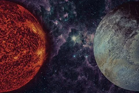 Solar System - Pluto. It is a dwarf planet in the Kuiper belt. Solar Syste... Stock Photos